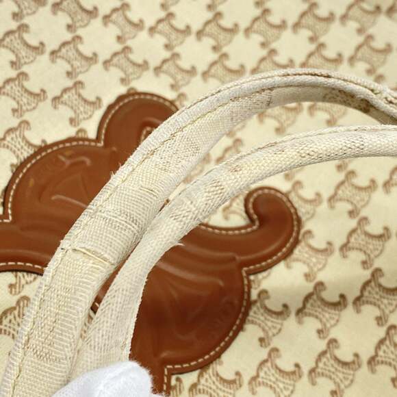 Celine Triomphe Canvas Tote Bag, Beige, Women's - Picture 10 of 12